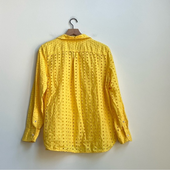 J. CREW Warm Sun Yellow CLASSIC-FIT SHIRT IN EYELET Cotton Button-Up Top 16 - Picture 11 of 15